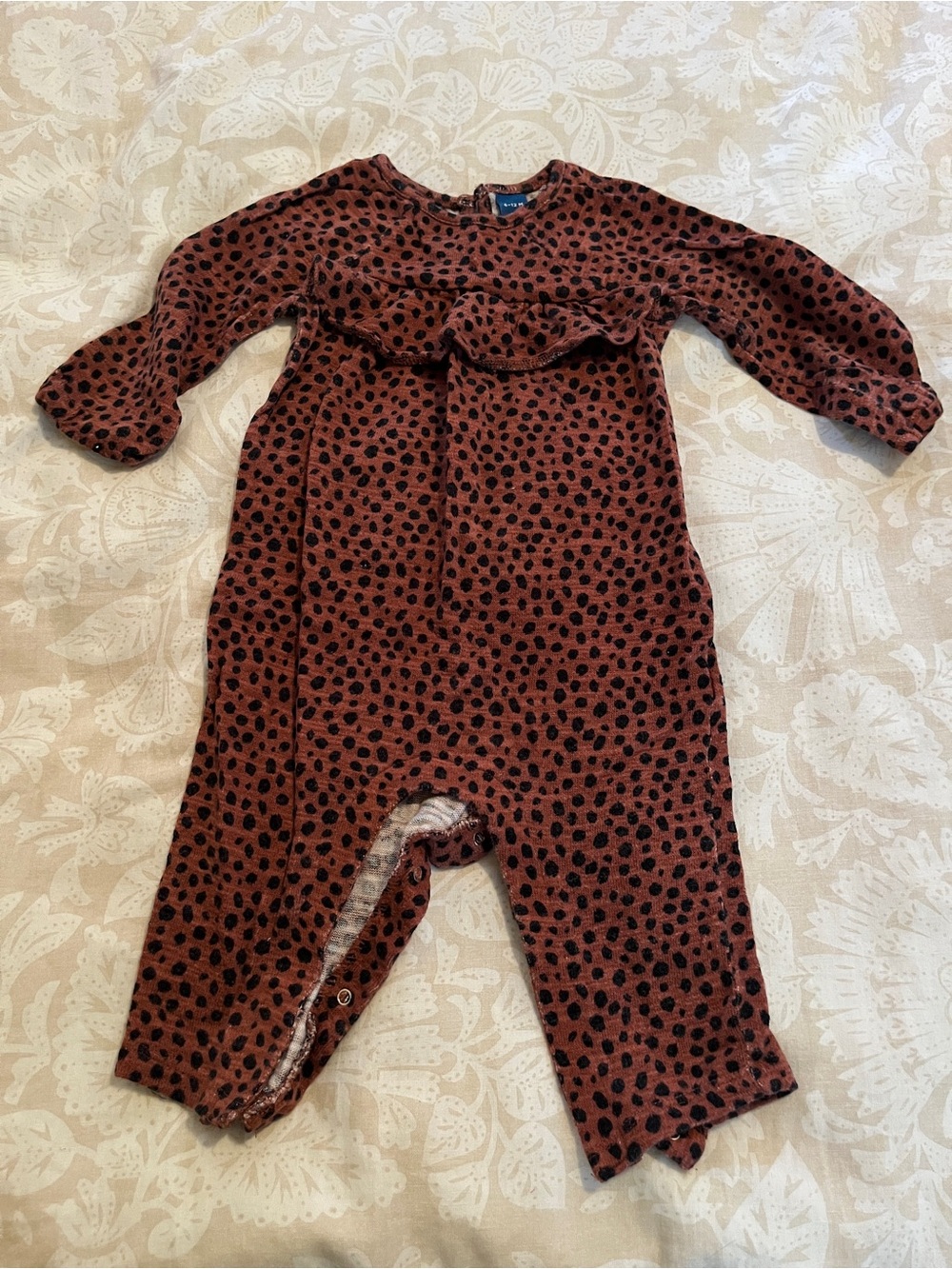 Old Navy Rust Leopard-Print Long-Sleeve Footie